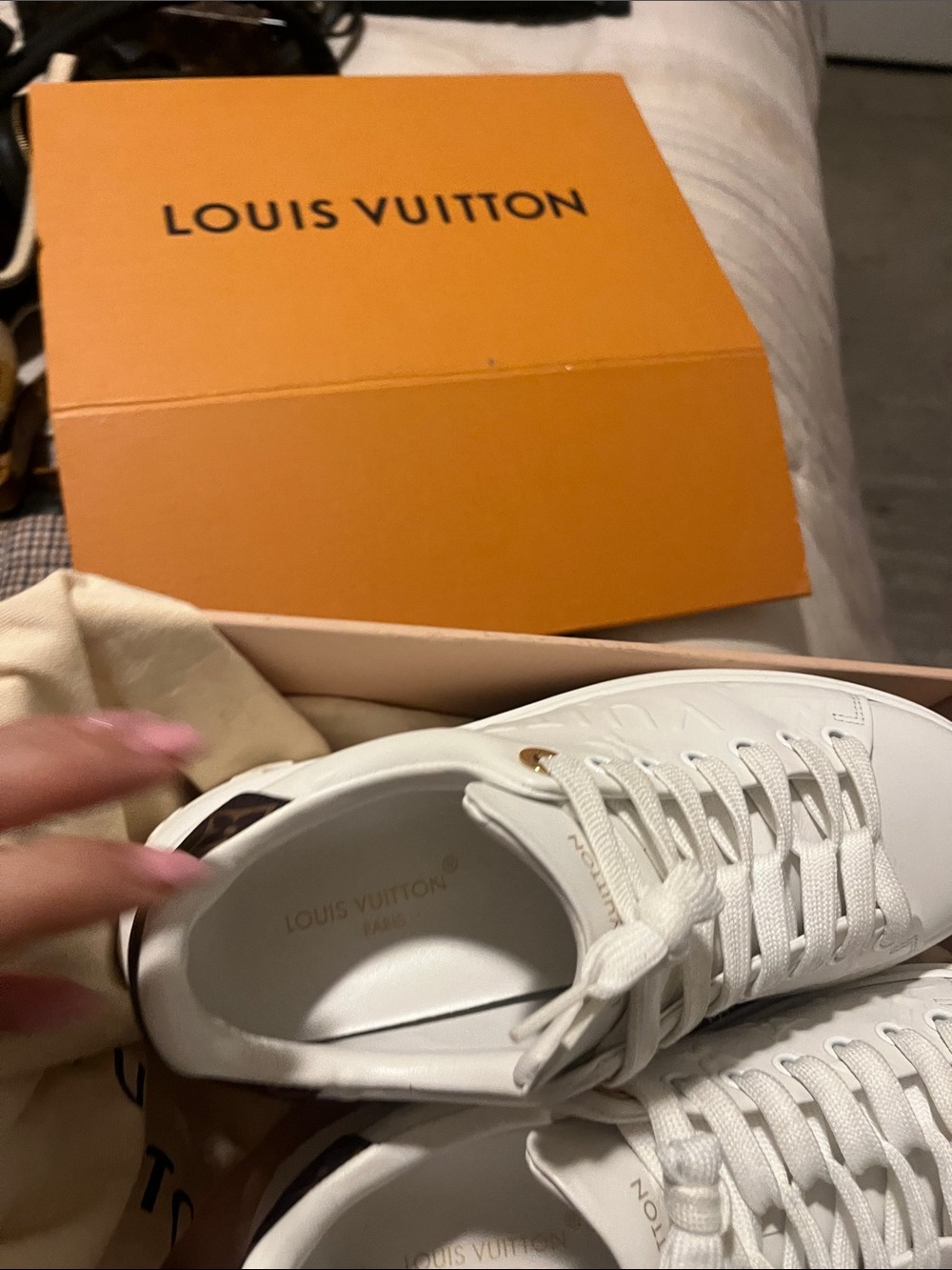 Louis Vuitton White Leather Low-Top Lace-Up Sneakers